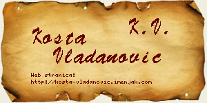 Kosta Vladanović vizit kartica